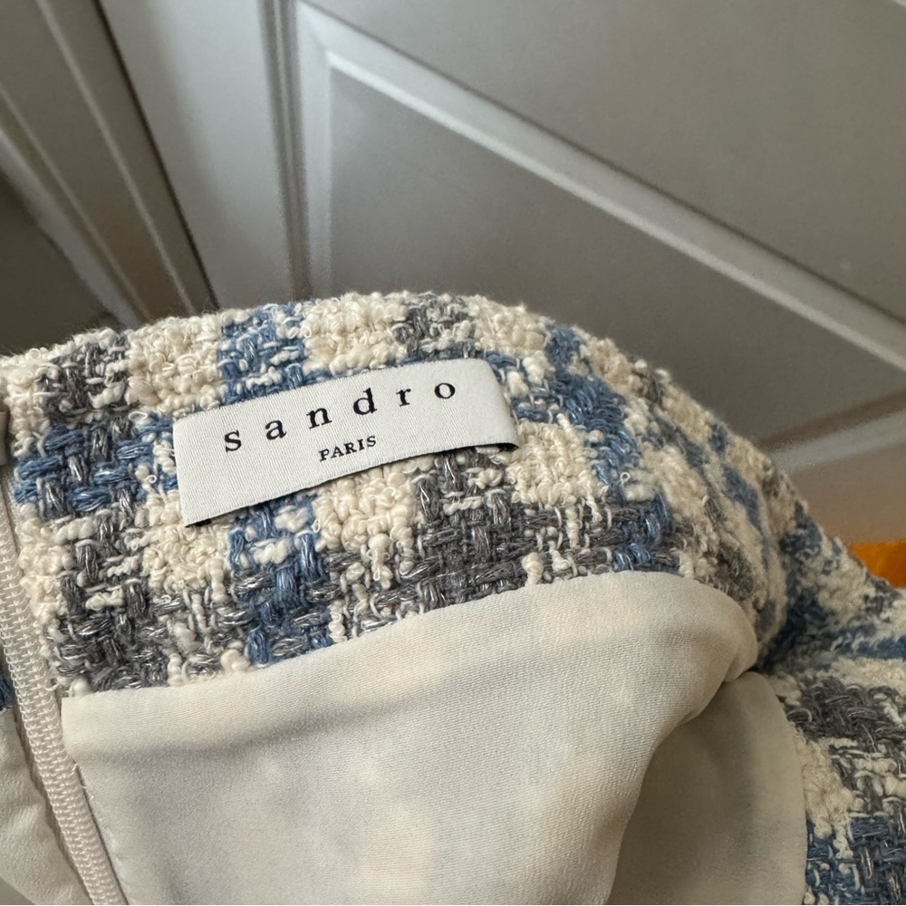 Sandro Blue and White A-Line Mini Skirt - Picture 6 of 8